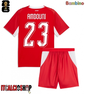 Svizzera Zeki Amdouni #23 Prima Maglia Bambino Mondiali 2026 Manica Corta (+ Pantaloni corti)